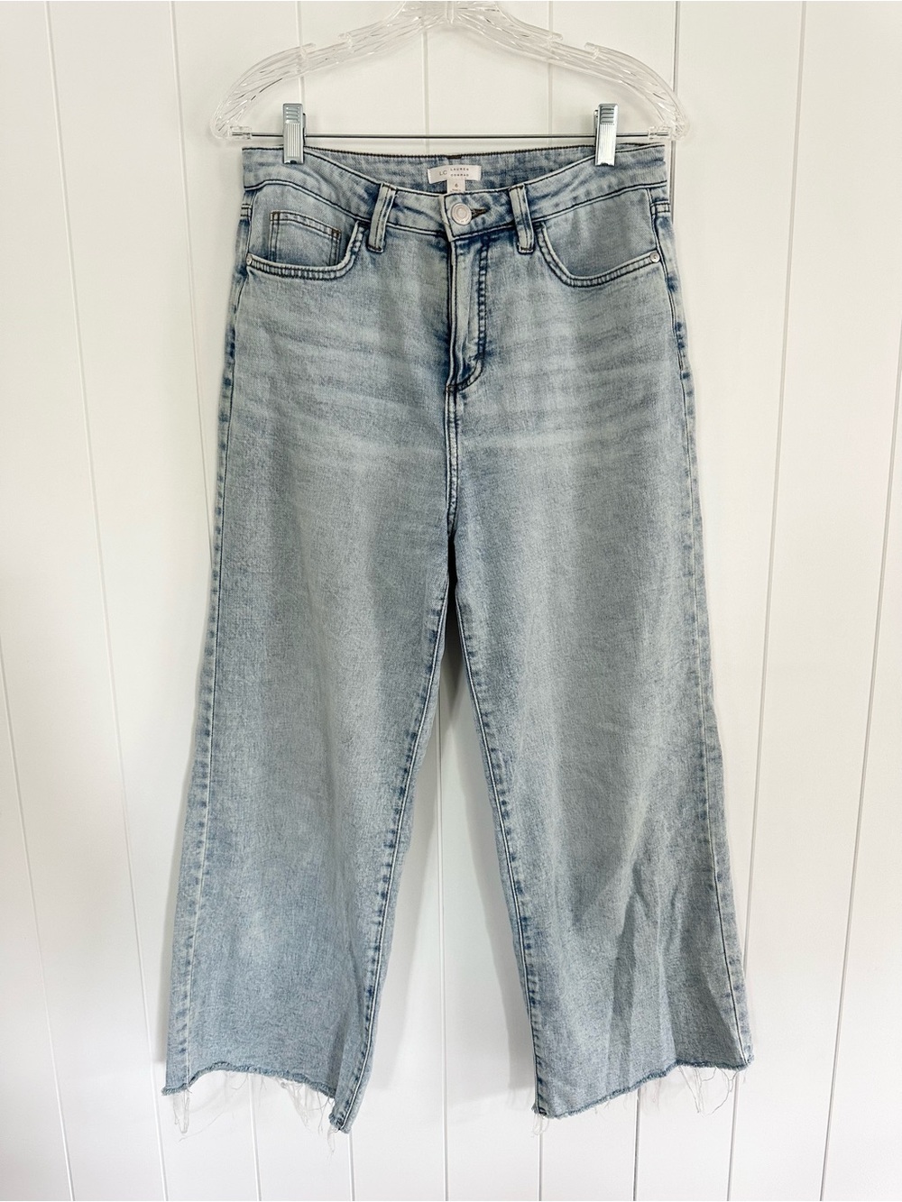 LC Lauren Conrad Light Blue Super High Rise Wide Leg Cropped Jeans